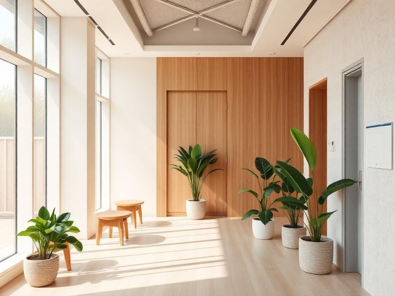 Minimal modern clinical interior with natural light and plants
